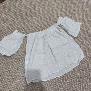 Rails Blue and White Textured Top